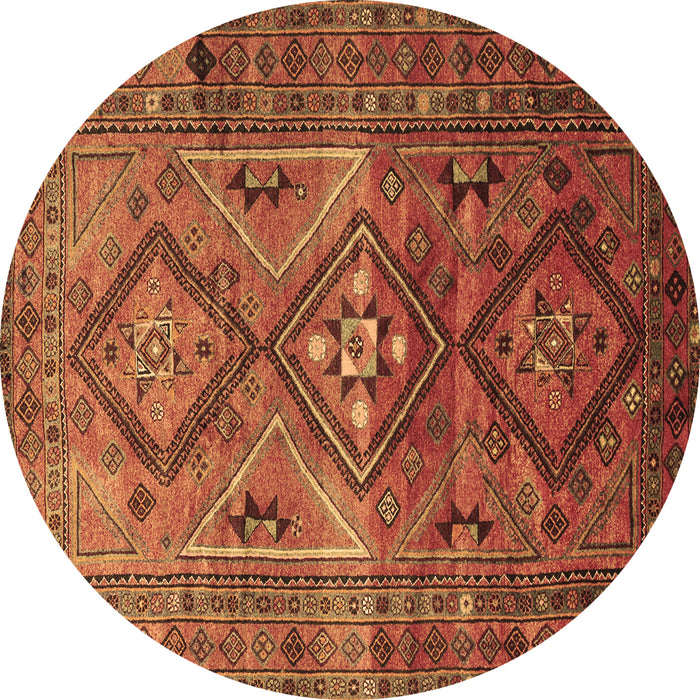 Round Southwestern Brown Country Rug, tr1607brn