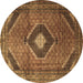 Round Medallion Brown Traditional Rug, tr1608brn