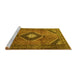 Sideview of Machine Washable Medallion Yellow Traditional Rug, wshtr1608yw