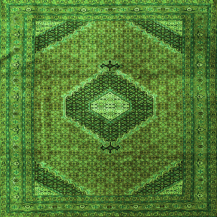 Round Machine Washable Medallion Green Traditional Area Rugs, wshtr1608grn