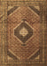 Machine Washable Medallion Brown Traditional Rug, wshtr1608brn