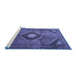 Sideview of Machine Washable Medallion Blue Traditional Rug, wshtr1608blu