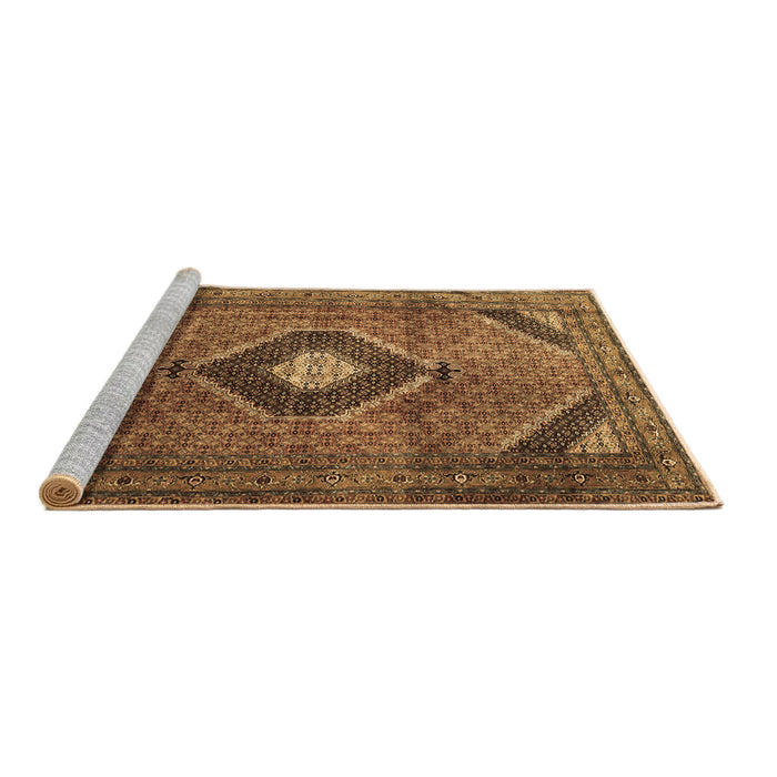 Sideview of Machine Washable Medallion Brown Traditional Rug, wshtr1608brn