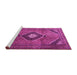 Sideview of Machine Washable Medallion Pink Traditional Rug, wshtr1608pnk