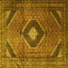 Square Medallion Yellow Traditional Rug, tr1608yw