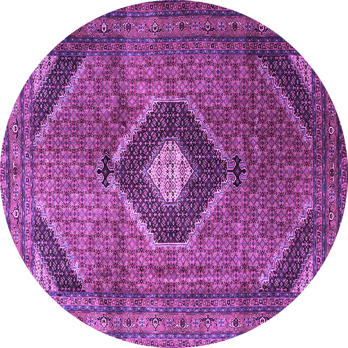 Round Machine Washable Medallion Purple Traditional Area Rugs, wshtr1608pur