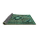 Sideview of Medallion Turquoise Traditional Rug, tr1608turq