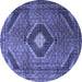 Round Medallion Blue Traditional Rug, tr1608blu