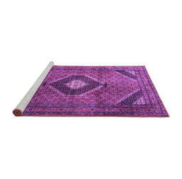 Sideview of Machine Washable Medallion Purple Traditional Area Rugs, wshtr1608pur