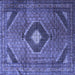 Square Medallion Blue Traditional Rug, tr1608blu