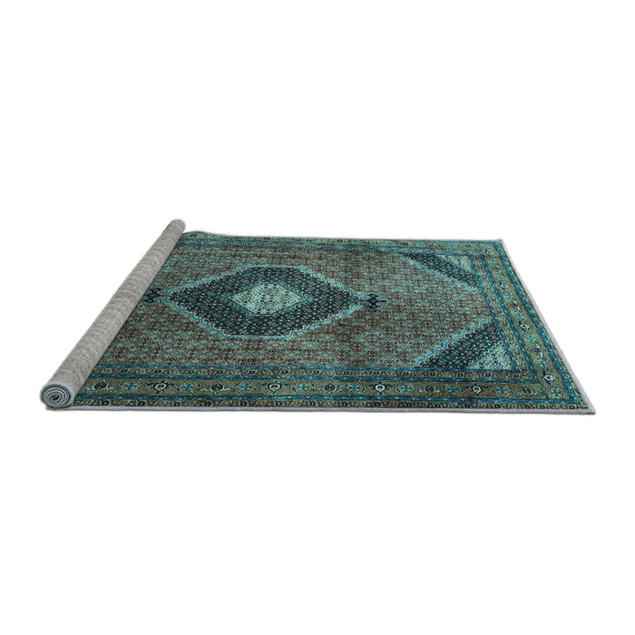 Sideview of Machine Washable Medallion Light Blue Traditional Rug, wshtr1608lblu