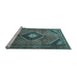 Sideview of Machine Washable Medallion Light Blue Traditional Rug, wshtr1608lblu