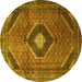 Round Medallion Yellow Traditional Rug, tr1608yw