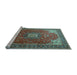 Sideview of Machine Washable Medallion Light Blue Traditional Rug, wshtr1609lblu