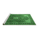 Sideview of Machine Washable Medallion Emerald Green Traditional Area Rugs, wshtr1609emgrn