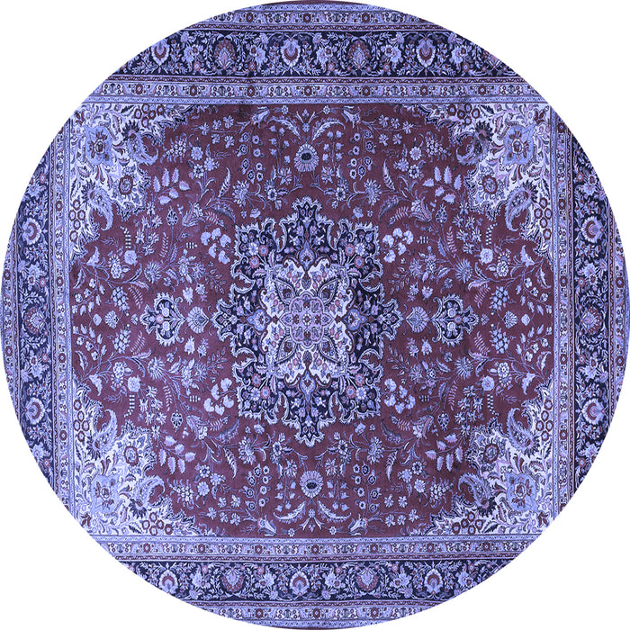 Round Medallion Blue Traditional Rug, tr1609blu