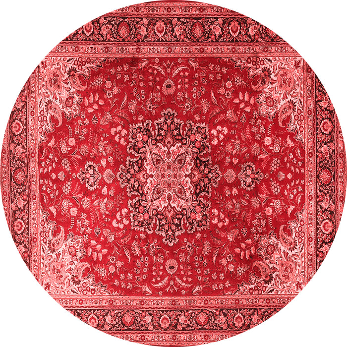 Machine Washable Medallion Red Traditional Rug, wshtr1609red