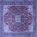 Square Medallion Blue Traditional Rug, tr1609blu