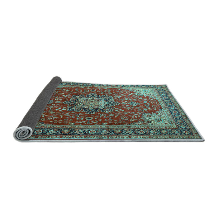 Sideview of Medallion Light Blue Traditional Rug, tr1609lblu