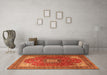 Machine Washable Medallion Orange Traditional Area Rugs in a Living Room, wshtr1609org