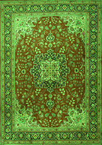 Medallion Green Traditional Rug, tr1609grn