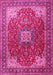 Machine Washable Medallion Pink Traditional Rug, wshtr1609pnk