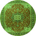Square Medallion Green Traditional Rug, tr1609grn