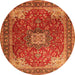 Machine Washable Medallion Orange Traditional Area Rugs, wshtr1609org