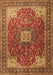 Machine Washable Medallion Brown Traditional Rug, wshtr1609brn