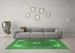 Machine Washable Medallion Emerald Green Traditional Area Rugs in a Living Room,, wshtr1609emgrn