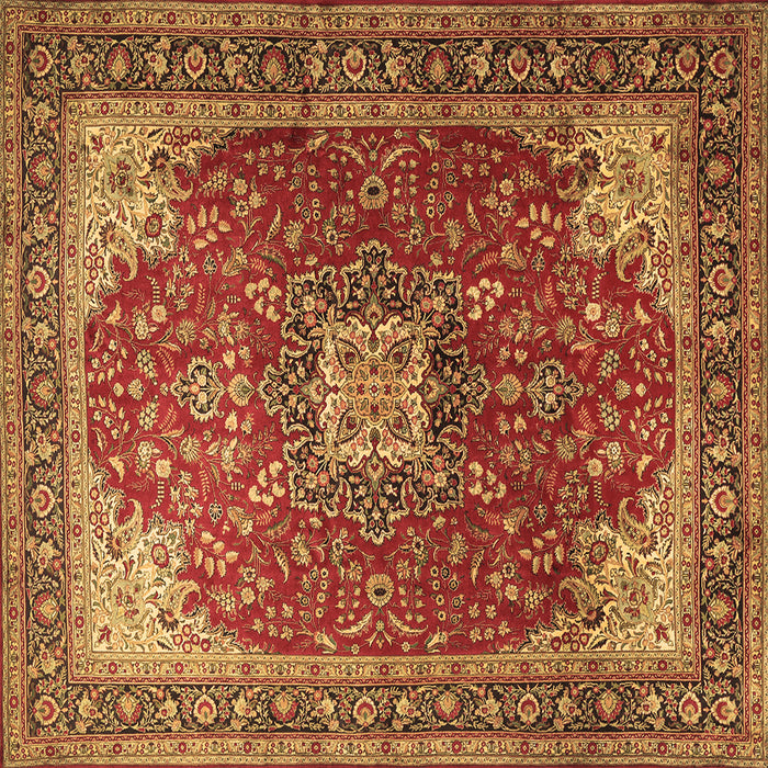 Square Medallion Brown Traditional Rug, tr1609brn