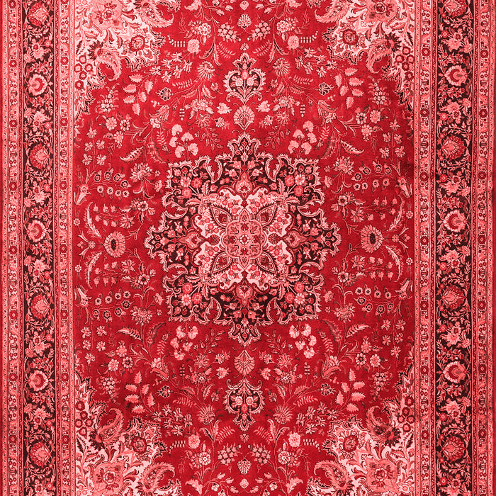 Machine Washable Medallion Red Traditional Rug, wshtr1609red