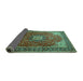 Sideview of Medallion Turquoise Traditional Rug, tr1609turq