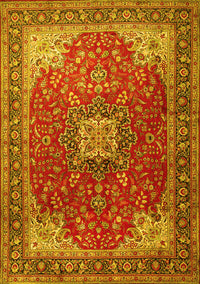 Medallion Yellow Traditional Rug, tr1609yw