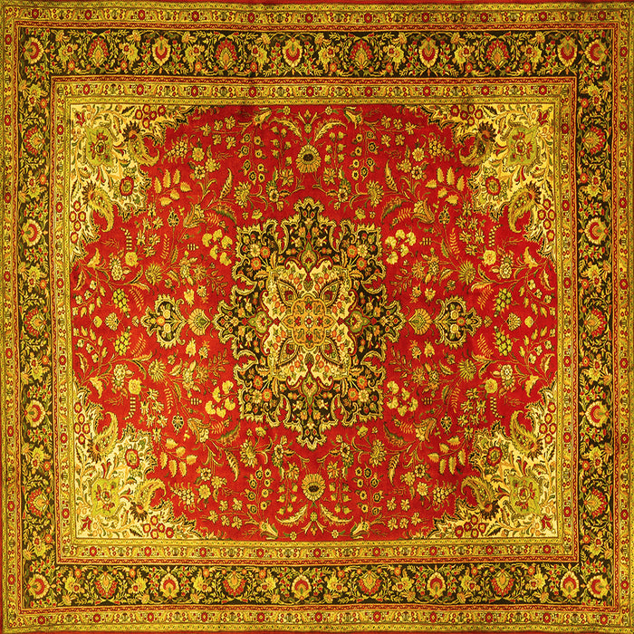 Square Medallion Yellow Traditional Rug, tr1609yw