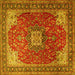 Square Medallion Yellow Traditional Rug, tr1609yw