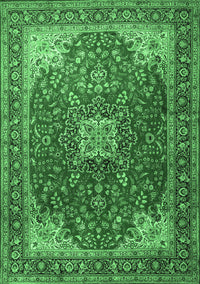 Medallion Emerald Green Traditional Rug, tr1609emgrn