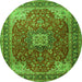 Machine Washable Medallion Green Traditional Area Rugs, wshtr1609grn