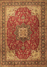 Medallion Brown Traditional Rug, tr1609brn