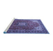 Sideview of Machine Washable Medallion Blue Traditional Rug, wshtr1609blu