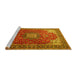 Sideview of Machine Washable Medallion Yellow Traditional Rug, wshtr1609yw