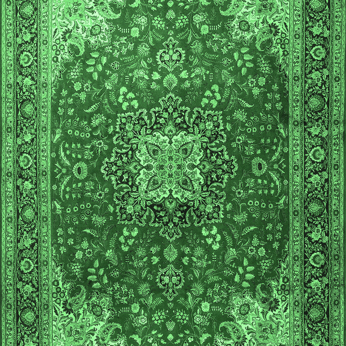Machine Washable Medallion Emerald Green Traditional Area Rugs, wshtr1609emgrn