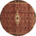 Round Machine Washable Persian Brown Traditional Rug, wshtr160brn