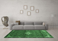 Machine Washable Persian Emerald Green Traditional Rug, wshtr160emgrn