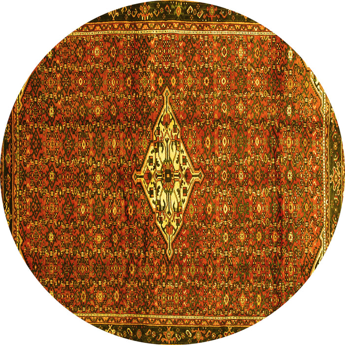 Round Persian Yellow Traditional Rug, tr160yw