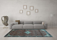 Machine Washable Persian Light Blue Traditional Rug, wshtr160lblu