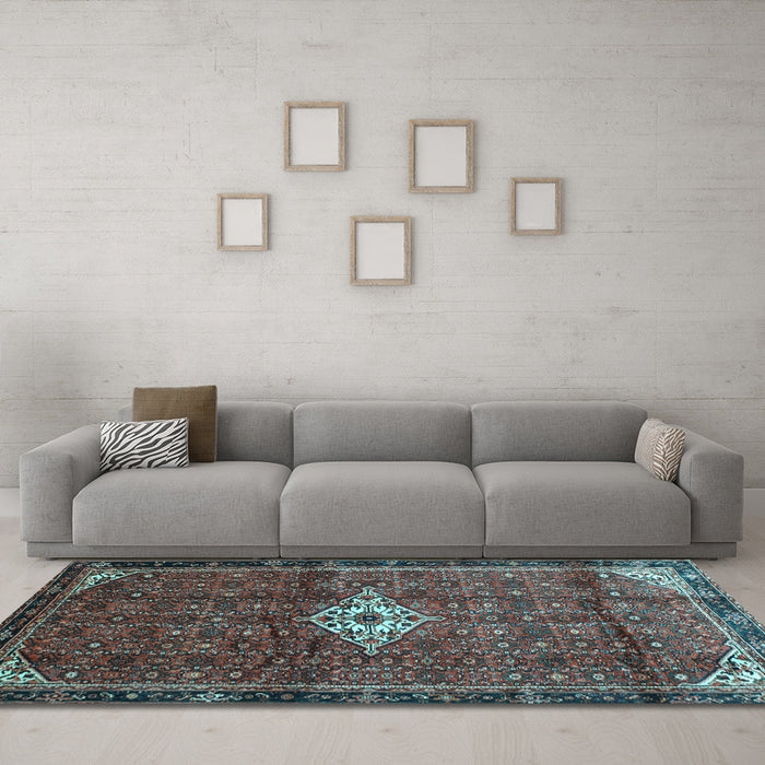 Machine Washable Persian Light Blue Traditional Rug in a Living Room, wshtr160lblu