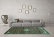 Machine Washable Persian Turquoise Traditional Area Rugs in a Living Room,, wshtr160turq