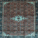 Square Machine Washable Persian Light Blue Traditional Rug, wshtr160lblu