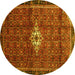 Round Machine Washable Persian Yellow Traditional Rug, wshtr160yw